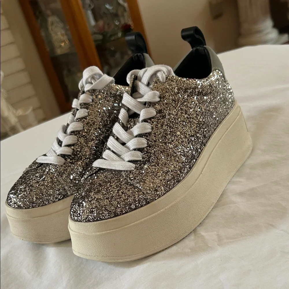 Ash Women's Silver Glitter Sneakers with Black and White Details - Picture 3 of 8